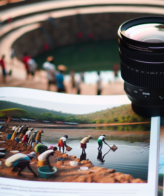 alt_text: Warga bergotong royong membersihkan waduk Baobab dalam kegiatan Karya Bakti Serentak.