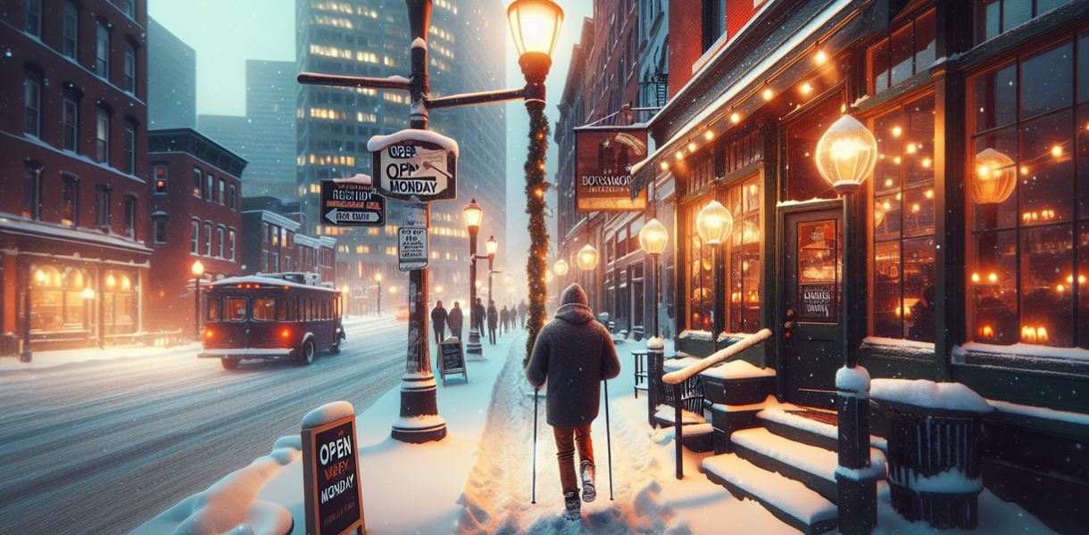 alt_text: "Badai salju di Baltimore, 12 restoran tetap buka untuk melayani pelanggan."