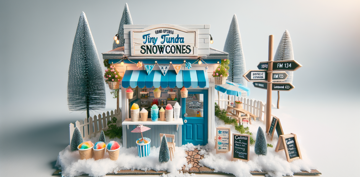 alt_text: Kerucut salju mini penuh warna, menyegarkan di dekat Houston, sejukkan hari dengan sentuhan es.