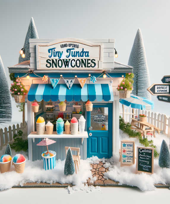 alt_text: Kerucut salju mini penuh warna, menyegarkan di dekat Houston, sejukkan hari dengan sentuhan es.