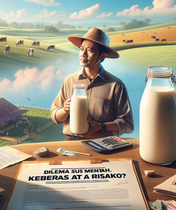 alt_text: Papan tulis dengan topik tentang kebijakan dan hukum terkait susu mentah yang kontroversial.