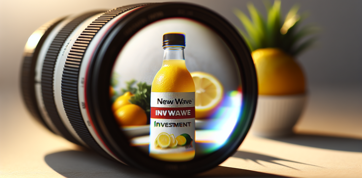 alt_text: Botol Lemon Perfect dengan label "Gelombang Baru" untuk investasi di minuman sehat.