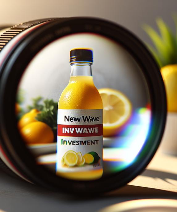 alt_text: Botol Lemon Perfect dengan label "Gelombang Baru" untuk investasi di minuman sehat.