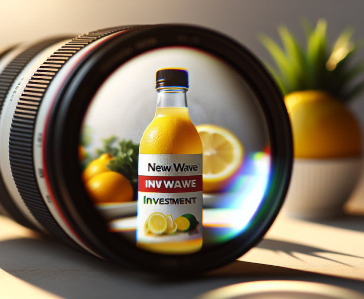 alt_text: Botol Lemon Perfect dengan label "Gelombang Baru" untuk investasi di minuman sehat.