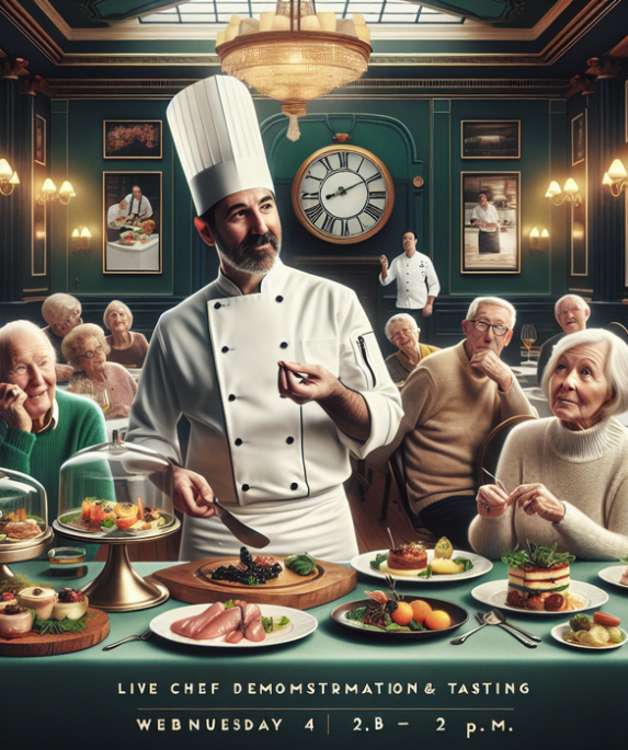 alt_text: Chef menyiapkan hidangan sambil menjelaskan strategi digital marketing kepada penonton.