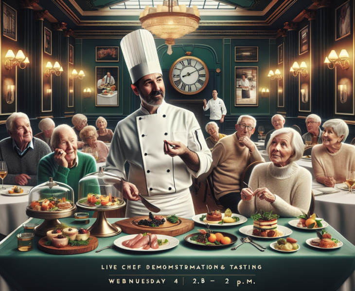 alt_text: Chef menyiapkan hidangan sambil menjelaskan strategi digital marketing kepada penonton.