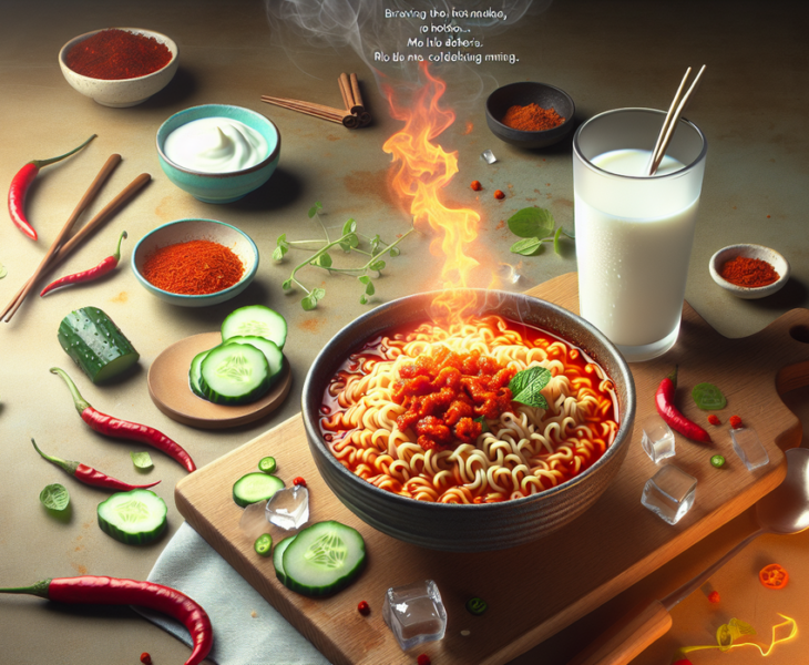 alt_text: Memasak Buldak Ramen dengan tips mengurangi pedas.