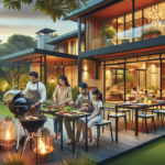 alt_text: Pembangunan area BBQ permanen dengan bahan dan desain dari konten sponsor.