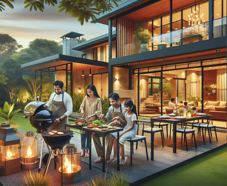 alt_text: Pembangunan area BBQ permanen dengan bahan dan desain dari konten sponsor.