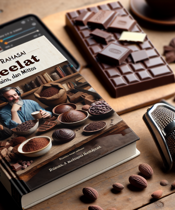 alt_text: Sampul buku "Rahasia Cokelat" dengan tema rasa, sains, dan mitos tentang cokelat.