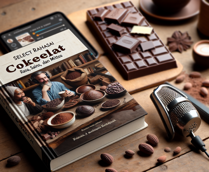 alt_text: Sampul buku "Rahasia Cokelat" dengan tema rasa, sains, dan mitos tentang cokelat.