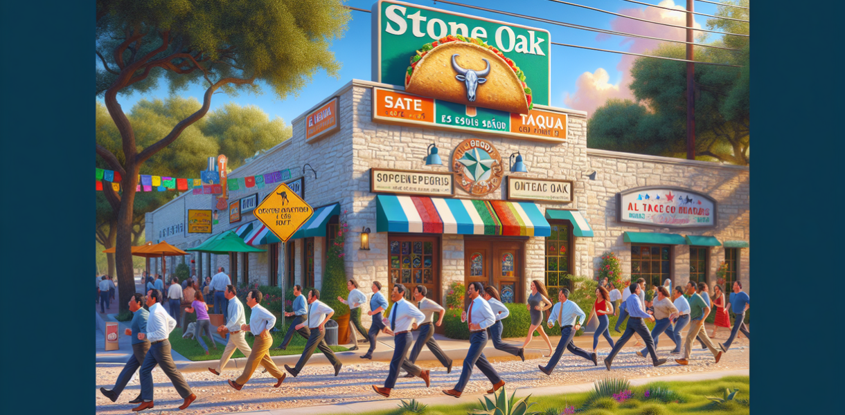 alt_text: Taco Al Pastor menggoda selera di kawasan Stone Oak, San Antonio.