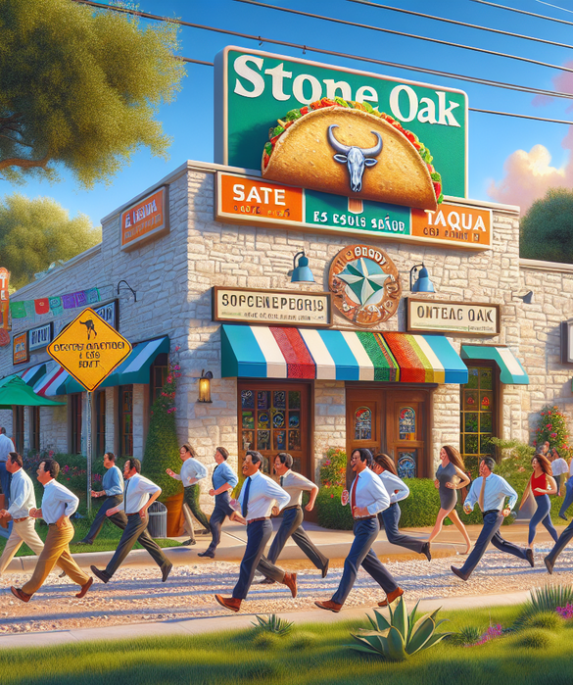 alt_text: Taco Al Pastor menggoda selera di kawasan Stone Oak, San Antonio.