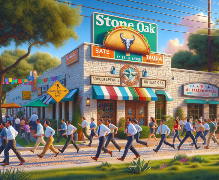 alt_text: Taco Al Pastor menggoda selera di kawasan Stone Oak, San Antonio.