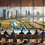 alt_text: Petani Vietnam memanen padi organik dengan latar belakang sawah hijau yang luas.