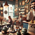 "alt_text": "Orang berbincang hangat sambil menikmati teh, memancarkan keakraban dan kebersamaan."