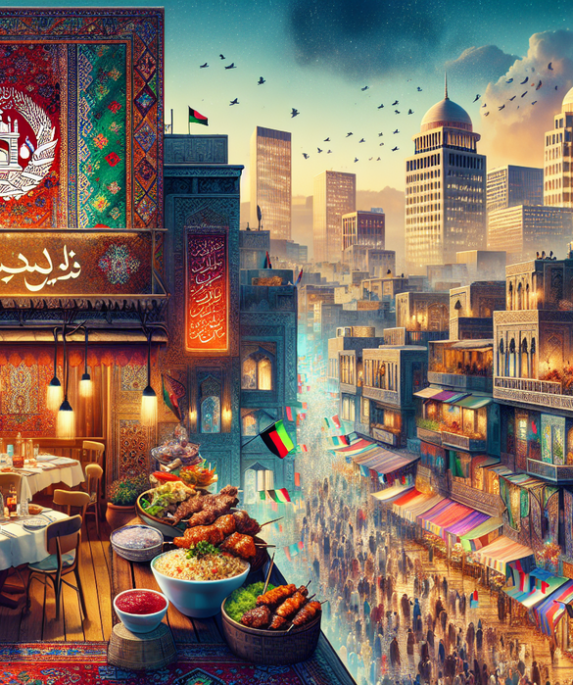 alt_text: Depan restoran Kabul House yang menyajikan hidangan otentik Afganistan di tengah kota.