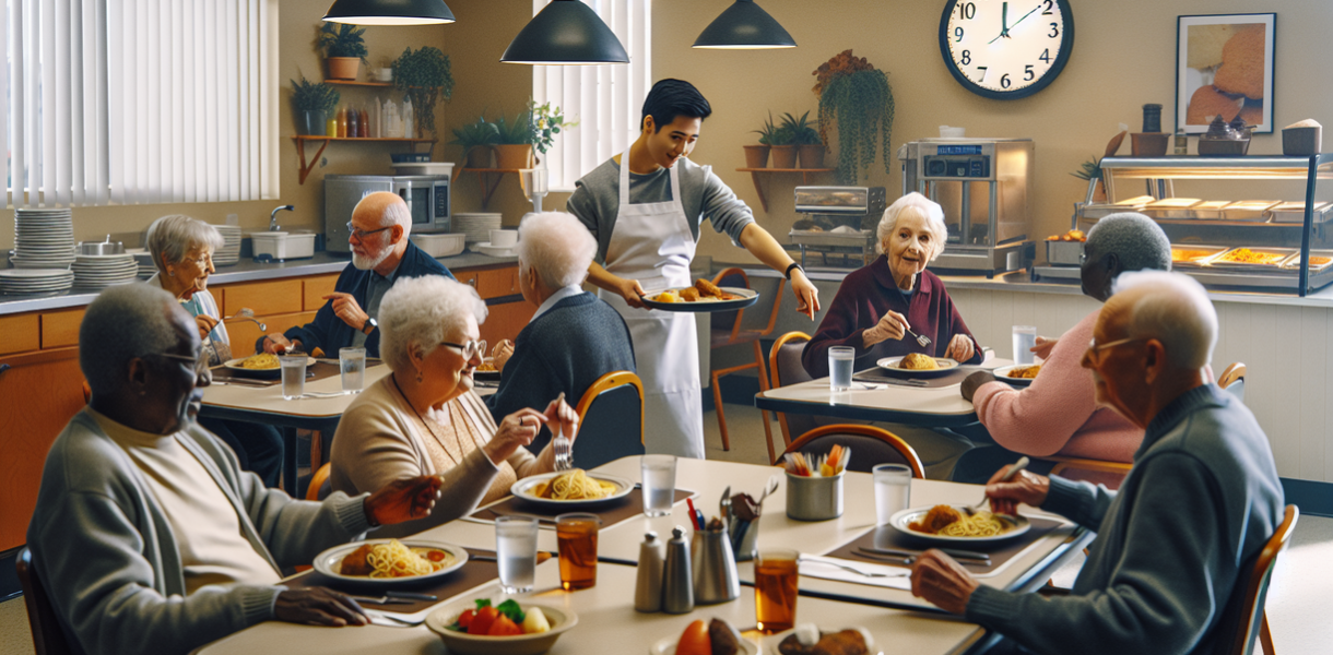 alt_text: Sekelompok lansia bercengkerama hangat di sekitar meja makan, menikmati kebersamaan.