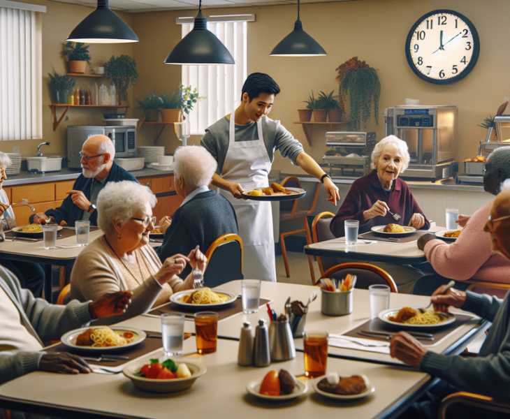 alt_text: Sekelompok lansia bercengkerama hangat di sekitar meja makan, menikmati kebersamaan.