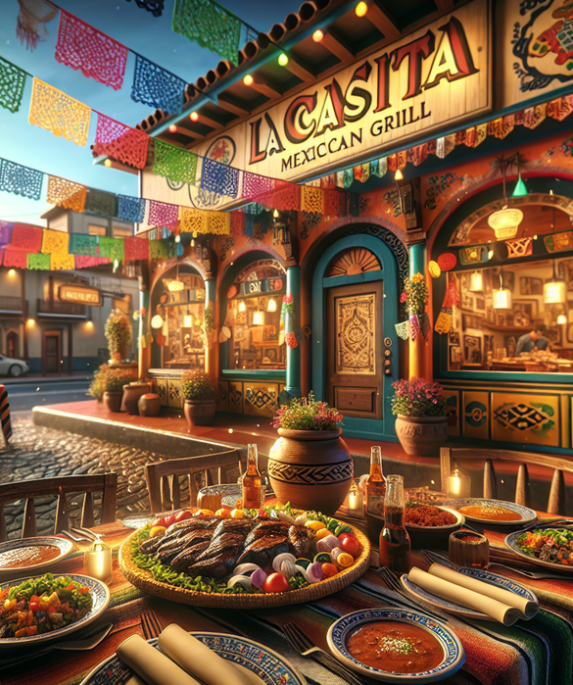 alt_text: Tampak depan restoran La Casita, menawarkan cita rasa autentik Meksiko di pusat kota Detroit.