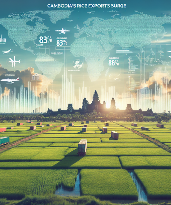 alt_text: Lonjakan 83% ekspor beras Kamboja di awal tahun dorong pertumbuhan ekonomi.