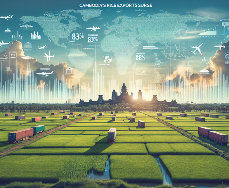 alt_text: Lonjakan 83% ekspor beras Kamboja di awal tahun dorong pertumbuhan ekonomi.