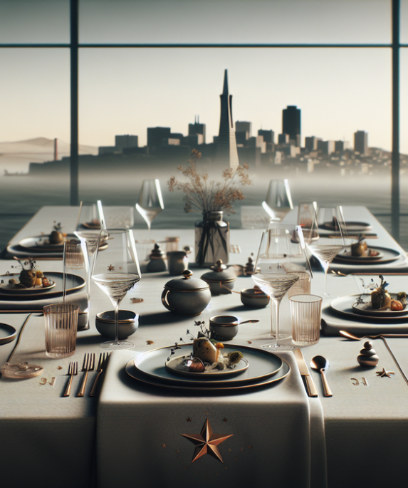 alt_text: Seorang pria menikmati hidangan mewah di restoran mewah California dengan harga fantastis.