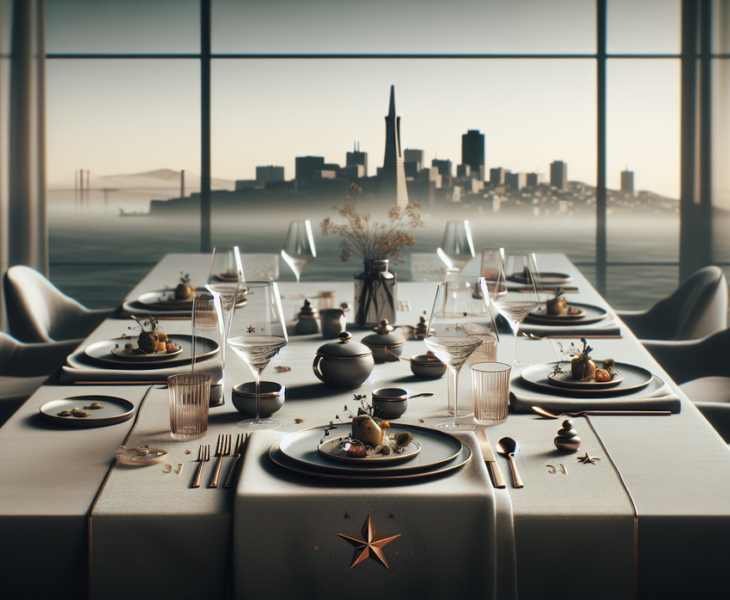 alt_text: Seorang pria menikmati hidangan mewah di restoran mewah California dengan harga fantastis.