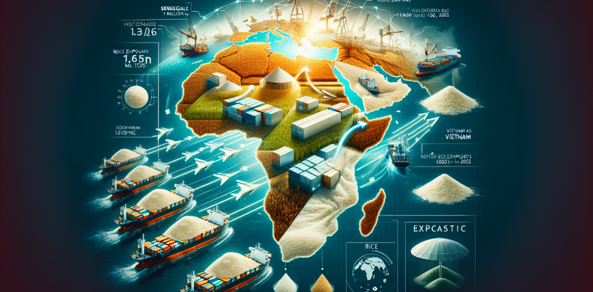 alt_text: "Senegal membuka pintu impor besar untuk beras Vietnam dalam pasar beras global."