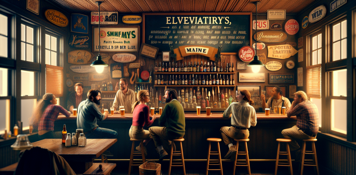 alt_text: Bar tersembunyi di Maine dengan suasana klasik dan hijau menenangkan, cocok untuk bersantai.