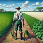 alt_text: Petani beralih dari omahangu tradisional ke pertanian padi modern dengan teknologi canggih.