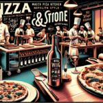 alt_text: Suasana ramai di Malam Pizza dengan pengunjung menikmati pizza di Viaggio Wine Merchant.