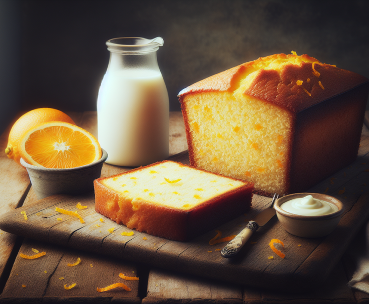 alt_text: Kue pound lemon segar untuk musim semi, dihiasi lemon dan bunga warna-warni.