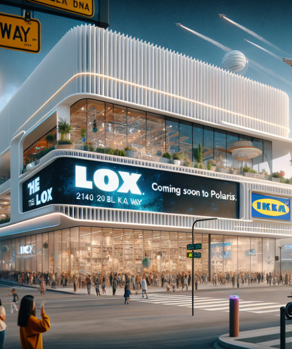 alt_text: "Orang-orang antre menikmati beragam bagel di Polaris, pusat tren kuliner baru Columbus."