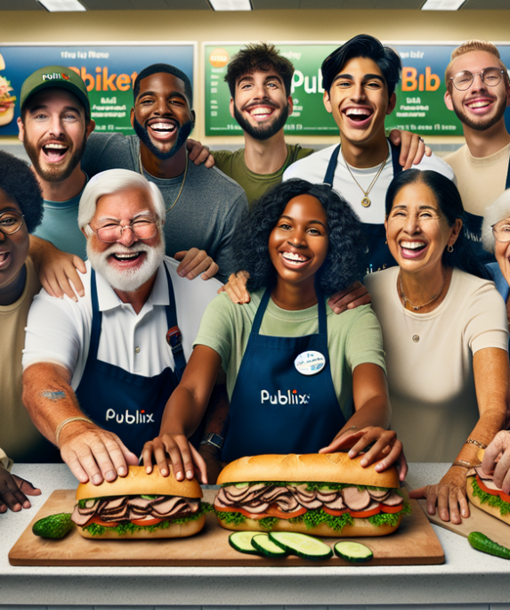 alt_text: Penggemar mengantre di Florida untuk mendapatkan sandwich brisket favorit dari Publix.