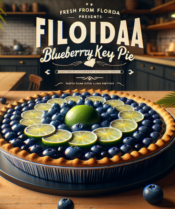alt_text: Kue pai Florida Blueberry Key Lime Pie, kombinasi segar dan manis dengan topping blueberry.