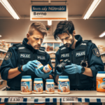 alt_text: Botol makanan bayi dengan label peringatan di meja makan, mencerminkan kekhawatiran kesehatan.