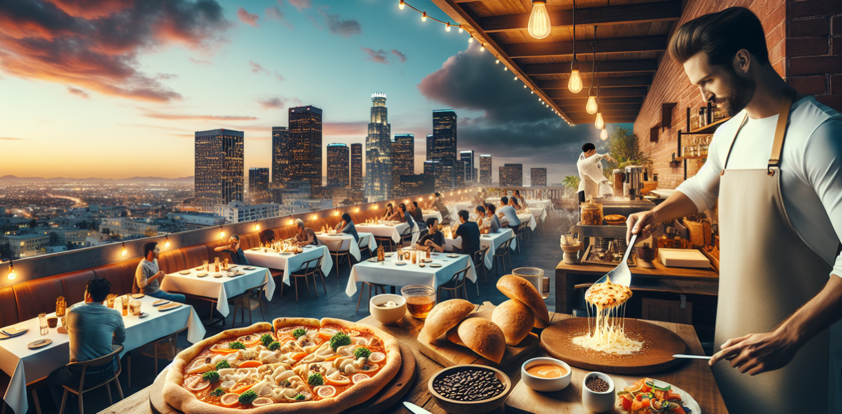 alt_text: "Masala steak dengan kentang goreng dan chai cocktail di restoran Venice yang elegan."