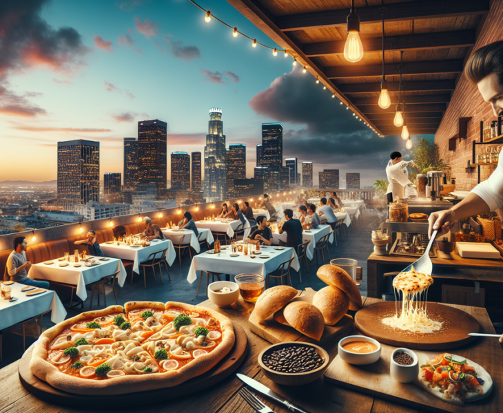 alt_text: "Masala steak dengan kentang goreng dan chai cocktail di restoran Venice yang elegan."