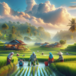 alt_text: Panorama sawah Papua di bawah langit cerah, menggambarkan harapan masa depan beras Indonesia.