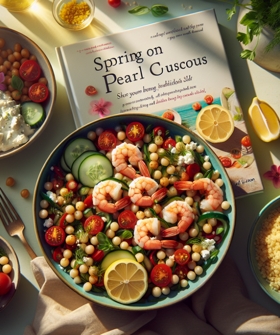 alt_text: Salad couscous mutiara dengan buncis, penuh warna dan segar, cocok untuk musim semi.