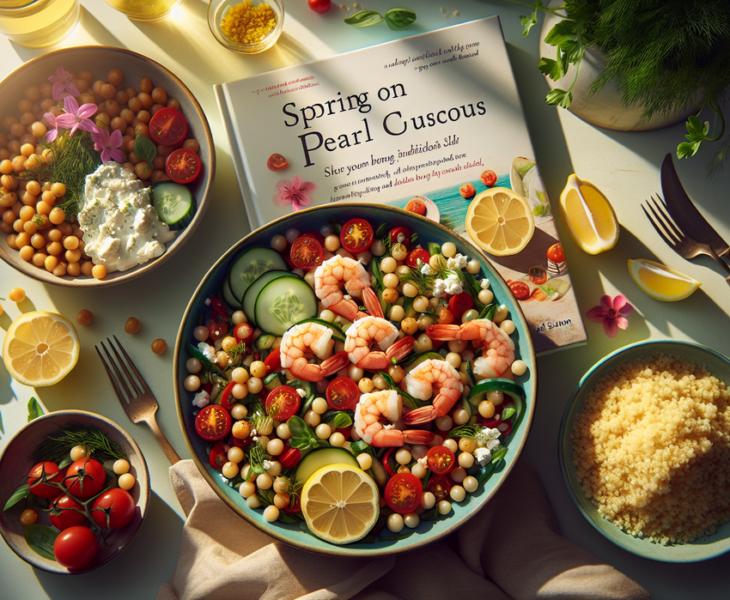 alt_text: Salad couscous mutiara dengan buncis, penuh warna dan segar, cocok untuk musim semi.