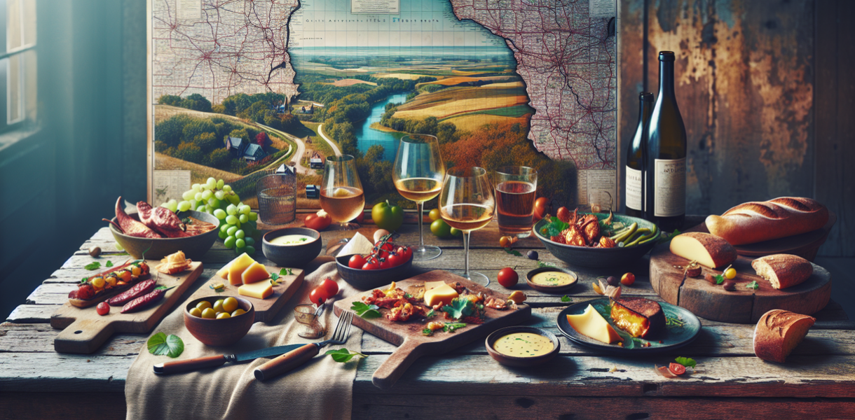 alt_text: Pemandangan kuliner Dubuque County, Iowa, dengan beragam hidangan lokal dan suasana yang hangat.