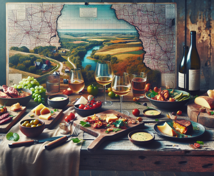 alt_text: Pemandangan kuliner Dubuque County, Iowa, dengan beragam hidangan lokal dan suasana yang hangat.