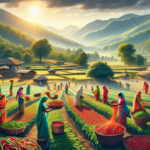 alt_text: Perempuan tersenyum memegang cabai, simbol semangat inovasi di dunia pertanian modern.