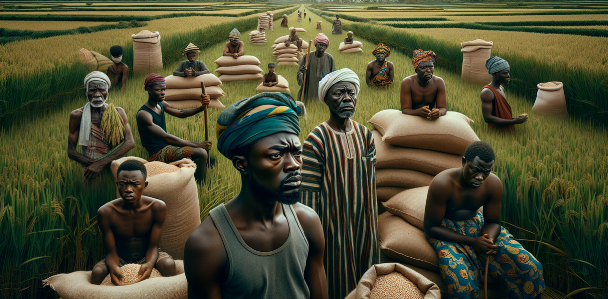 alt_text: Sawah hijau Asutsuare dengan petani bekerja, panen melimpah dan ekonomi tumbuh.