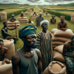 alt_text: Sawah hijau Asutsuare dengan petani bekerja, panen melimpah dan ekonomi tumbuh.