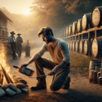 alt_text: Proses pemanggangan barel Jack Daniel’s, kunci rasa unik dari kobaran api.