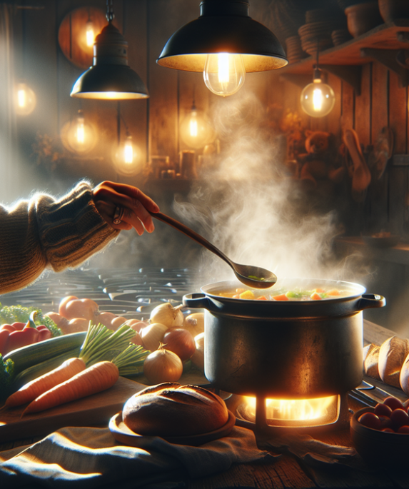 alt_text: Semangkuk chowder hangat dengan sayuran dan krim, sempurna untuk mengusir rasa dingin.