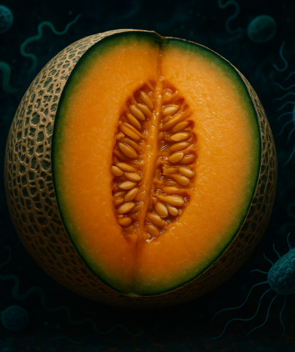 alt_text: "Melon cantaloupe bisa mengandung Listeria, risiko berbahaya di balik manisnya buah ini."